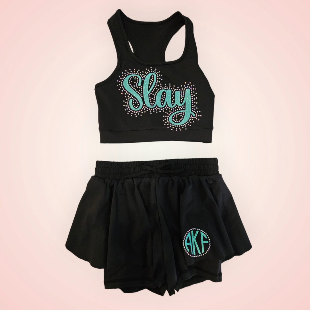 Youth Monogram Butterfly Shorts and Tank Set