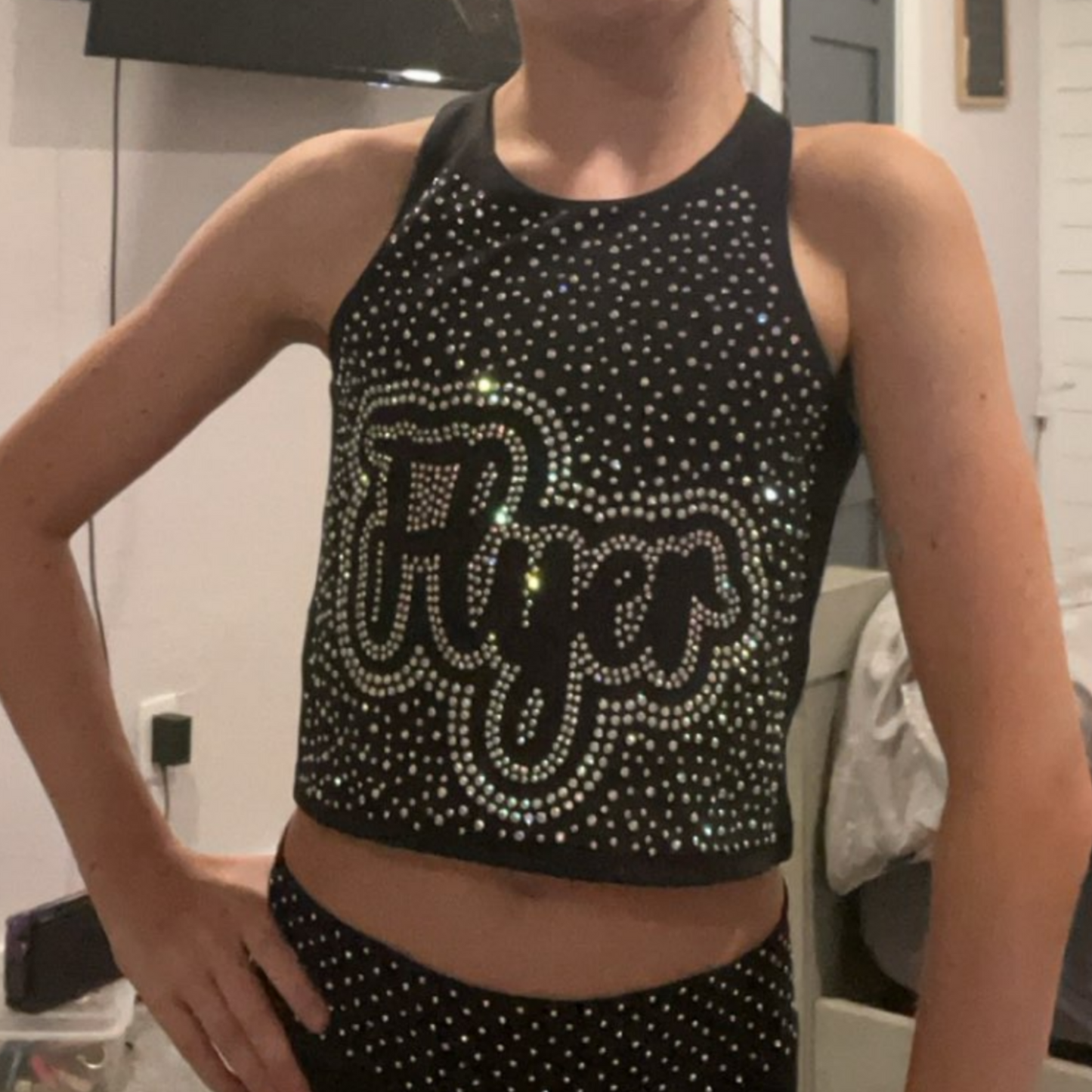 Super Blinged Strappy Flyer Tank